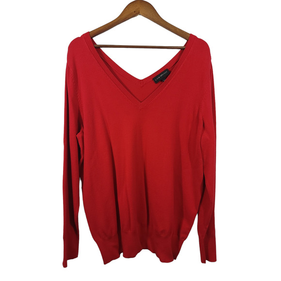 Lane Bryant V Neck V Back Cinch Waist Sweater Red Valentines‎ Plus Size 18/20 - Picture 1 of 4